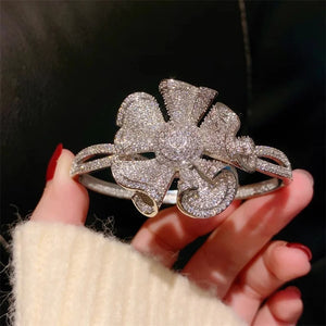 Big Flower Cubic Zirconia Luxury Bangles