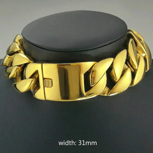 Gold Color 316L Stainless Steel All Polished 31mm Width