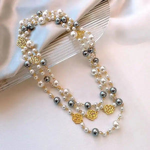 Vintage Flower Pearl Necklace