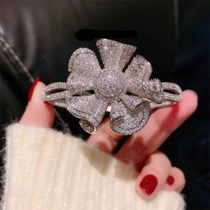 Big Flower Cubic Zirconia Luxury Bangles