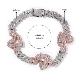 Big Hollow Heart With 16mm Cubic Zirconia Necklace