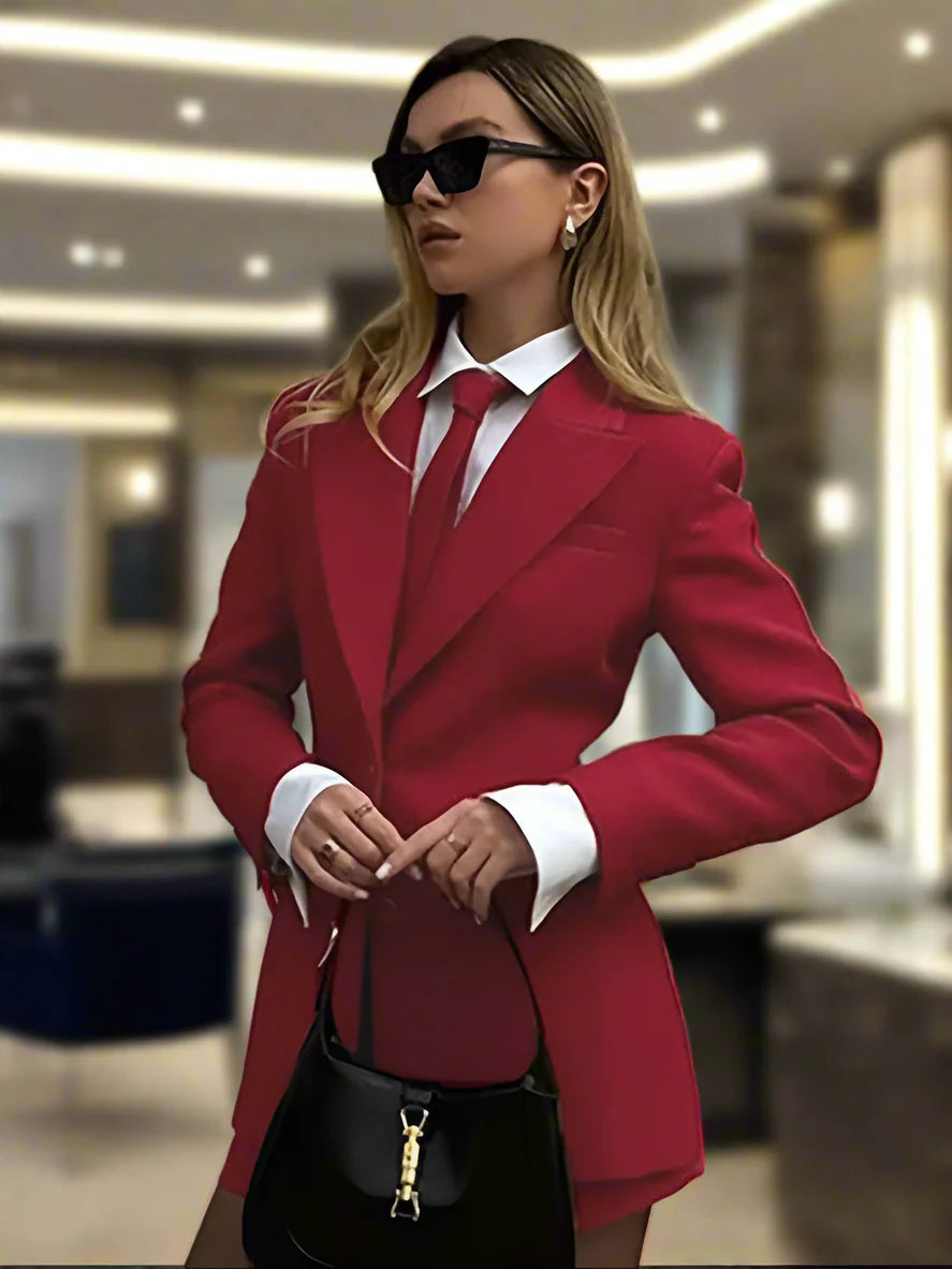 Button Blazer and High Waisted Shorts Set