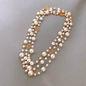 Vintage Flower Pearl Necklace