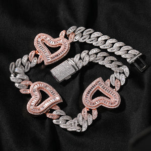 Big Hollow Heart With 16mm Cubic Zirconia Necklace