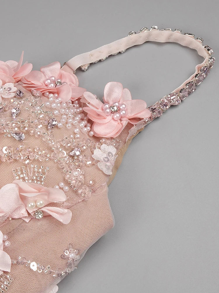 Diamond Pearls  Party Long Dress