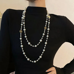 Vintage Flower Pearl Necklace