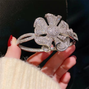 Big Flower Cubic Zirconia Luxury Bangles
