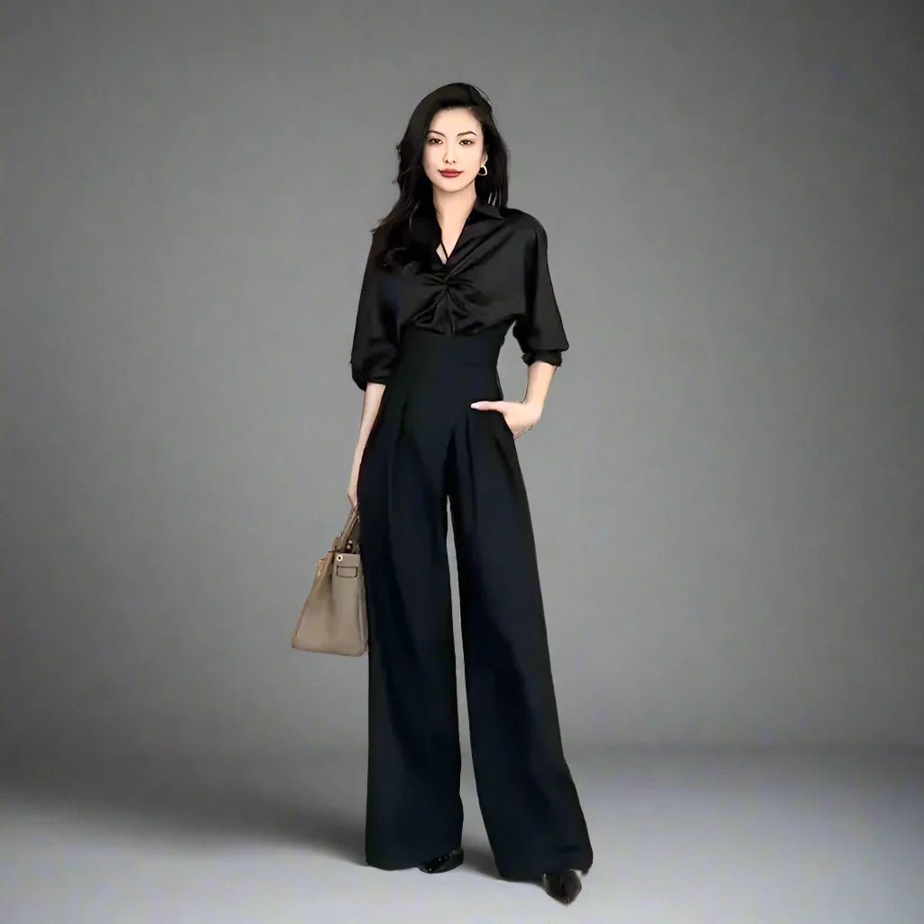 Black Design Wide-Leg Pants