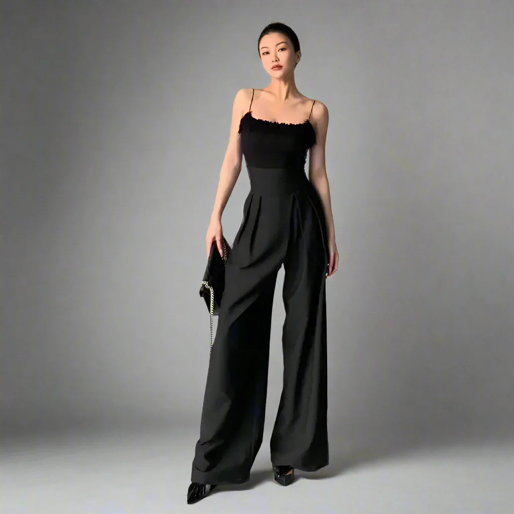Black Design Wide-Leg Pants