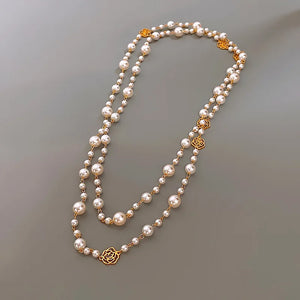 Vintage Flower Pearl Necklace