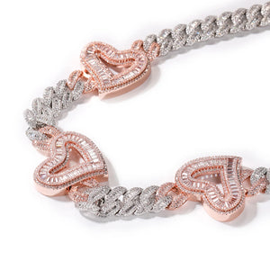 Big Hollow Heart With 16mm Cubic Zirconia Necklace
