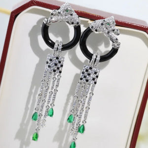 Czech Zircon Green Eyes Leopard Earrings