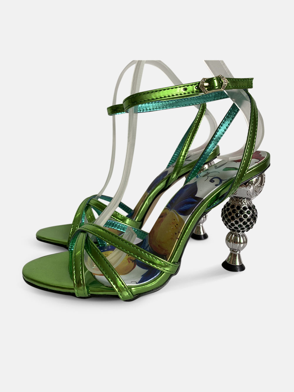 OCEAN CRYSTAL METAL STRANGE HEEL SANDAL