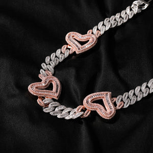 Big Hollow Heart With 16mm Cubic Zirconia Necklace