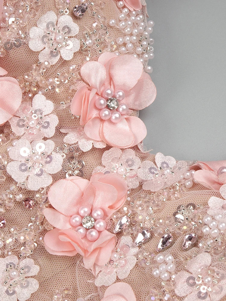 Diamond Pearls  Party Long Dress