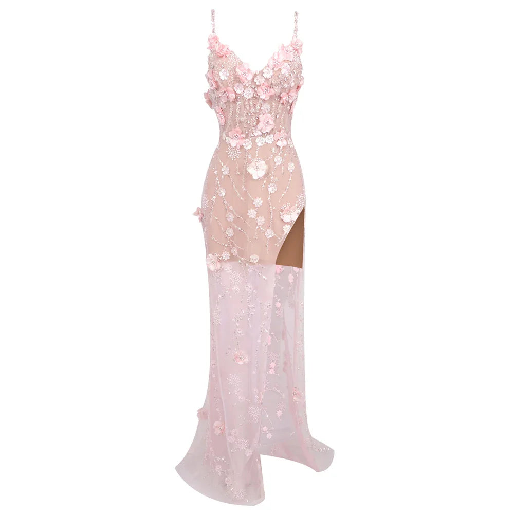 Diamond Pearls  Party Long Dress