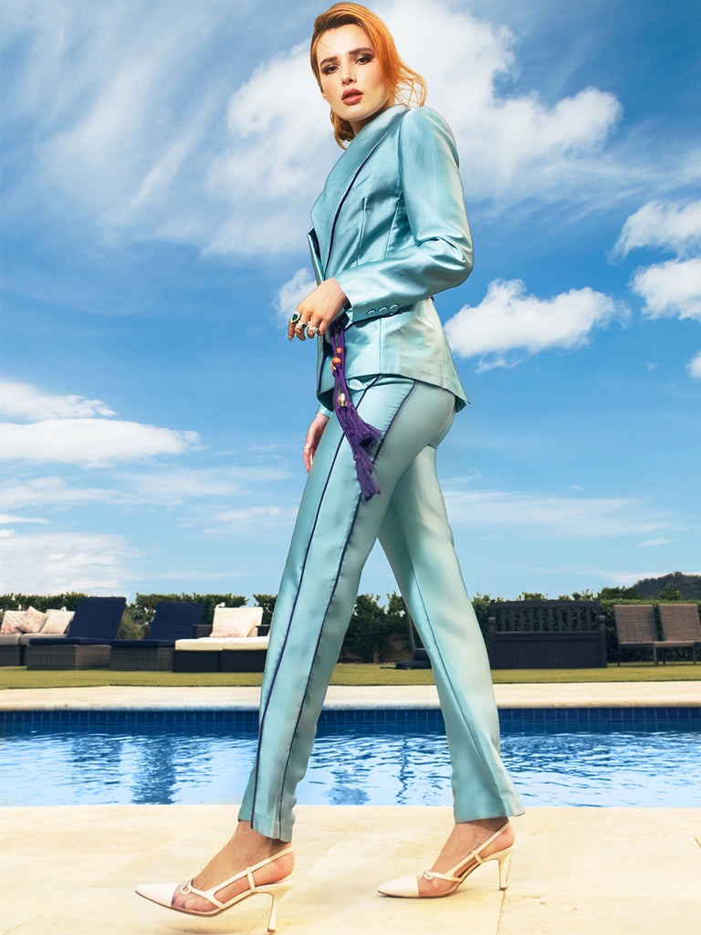 MADAME Satin Blazer + Pants Matching Set