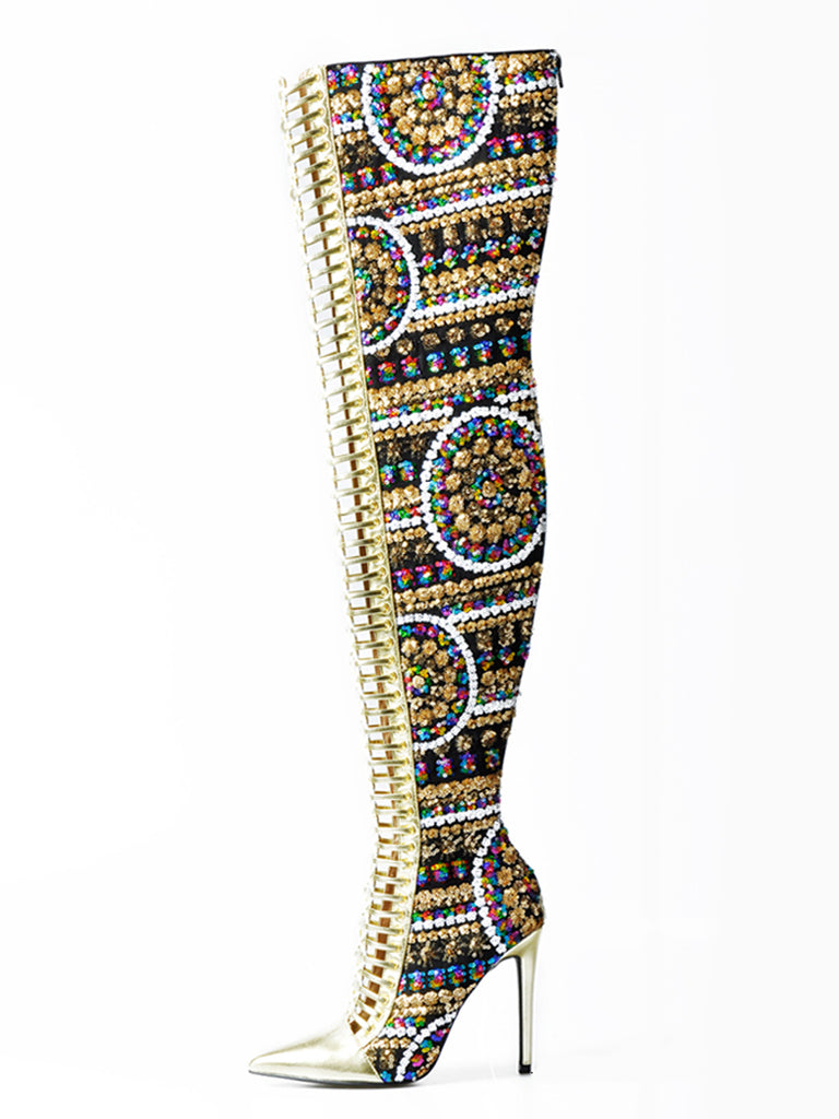 Toe High Knee Heel Boots