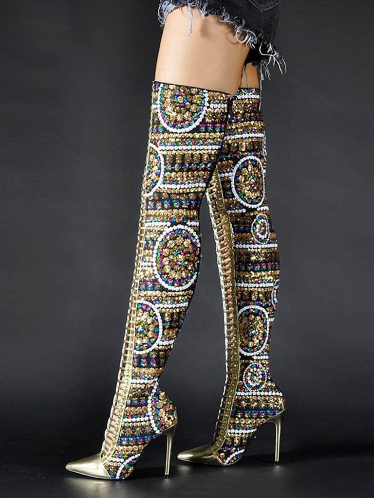 Toe High Knee Heel Boots